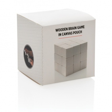 Logo trade business gifts image of: Wooden brain game in canvas pouch